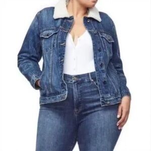 New Good American Oversized Boyfriend Jacket Denim Trucker Size XL